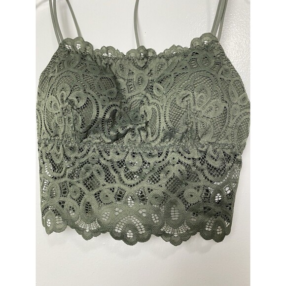 Tranquil & True Lace Bralette Bra Size S Women's Green Double Strap Padded - Picture 13 of 15